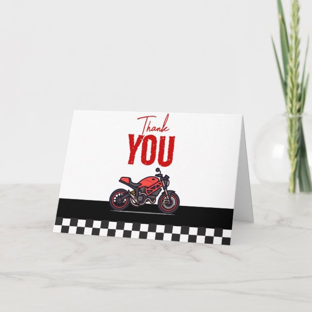 Fast One Race Car Boy 1st Birthday Party Thank You Card (Front)