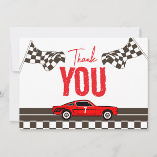 Fast One Race Car Boy 1st Birthday Party Thank You Card