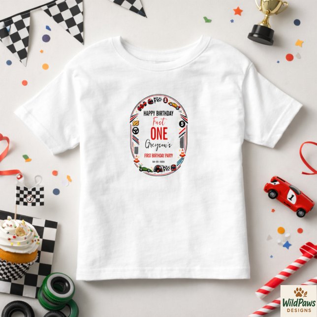 Fast One Race Car Boy 1st Birthday Party Toddler T-shirt (Fast One Race Car Boy 1st Birthday Party Toddler T-shirt
)
