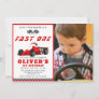 Fast One Race Car Boy 1st Photo Birthday Party  Invitation