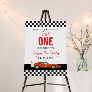 Fast One Race Car Boy 2nd Birthday Party Foam Board