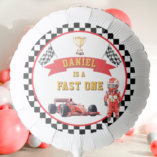 Fast One Race Car Checkered Flag Birthday Balloon (Creator Uploaded)
