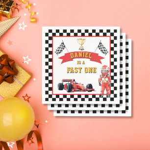 Fast One Race Car Checkered Flag Party Napkins