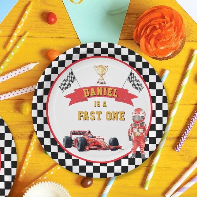 Fast One Race Car Checkered Flag Party  Paper Plates (Creator Uploaded)