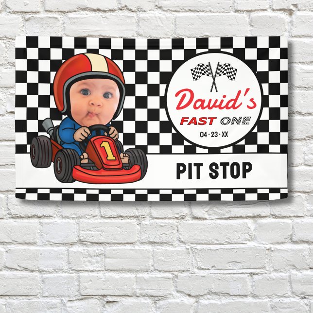 Fast ONE | Race Car Driver Pit Stop Birthday Banner (Creator Uploaded)
