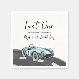 Fast One Race Car First Birthday Napkins