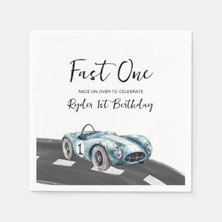 Fast One Race Car First Birthday Napkins