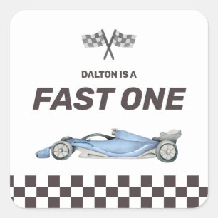 Fast One Race Car First Birthday Square Sticker