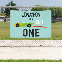 Fast ONE racecar themed 1st birthday party Banner