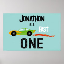 Fast ONE racecar themed 1st birthday party Poster