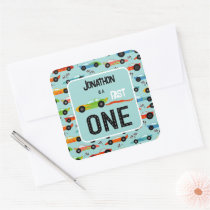 Fast ONE racecar themed 1st birthday party Square Sticker