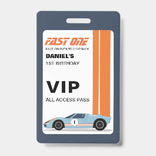 Fast One Racer's VIP Passes Birthday Invitation Badge