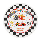 Fast One Racing First Birthday  Edible Frosting Rounds (Front)