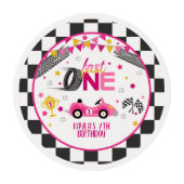Fast One Racing First Birthday Frosting Round - Pk (Front)