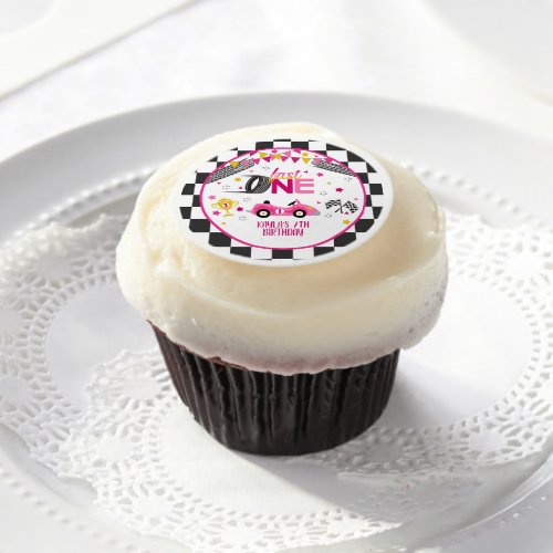 Fast One Racing First Birthday Frosting Round _ Pk