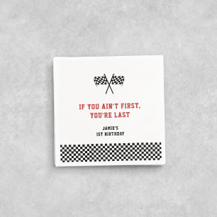 Fast One Racing Minimalist 1st Birthday Napkins