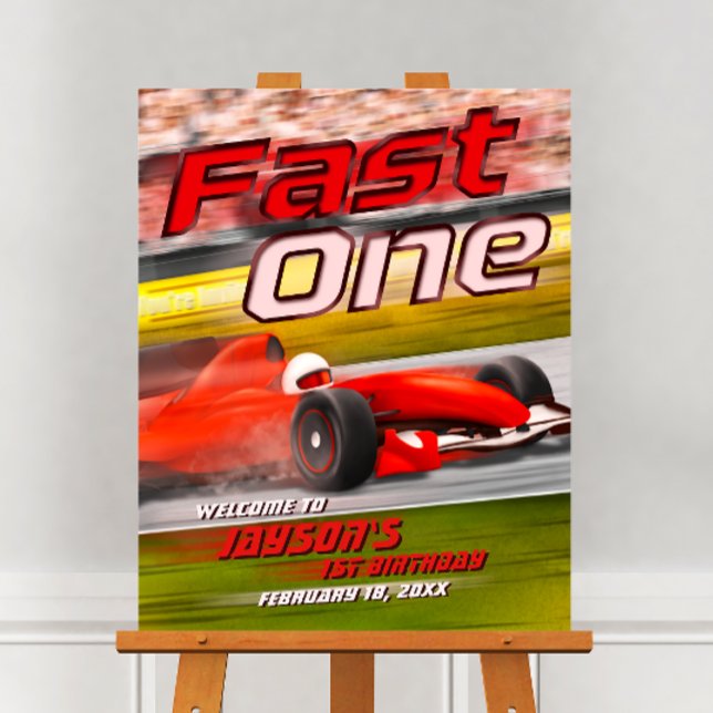 Fast One - Racing Welcome Sign (Fast One - Racing 1st Birthday Welcome Sign)
