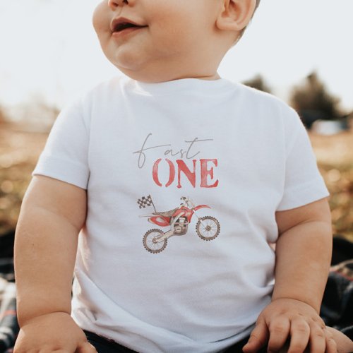 Fast One Red Dirt Bike Birthday T_shirt Baby