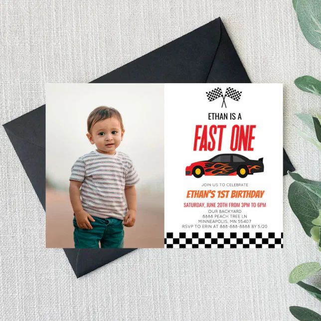 "One Speedy Year" Race Car 1st Birthday Banner - Boy's Car Theme Party Decor - View #5
