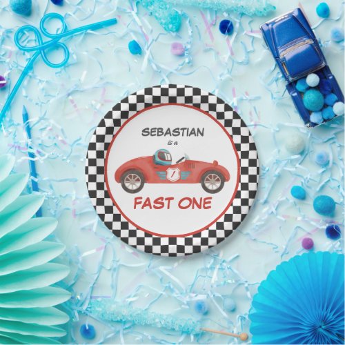 Fast One Red Race Car 1st Birthday Party Decor Paper Plates