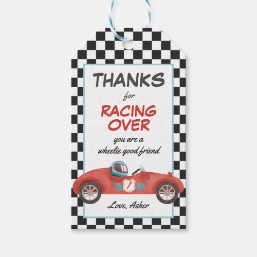 Fast One Red Race Car 1st Birthday Party Favor Gift Tags