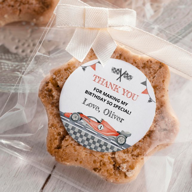 Fast One Red Race Car 1st Birthday Stickers (Creator Uploaded)