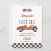 Fast One Red Race Car Birthday Invitation (Front)