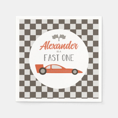 Fast One Red Race Car Birthday Napkins