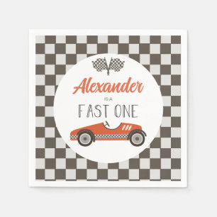 Fast One red Race Car Birthday Napkins
