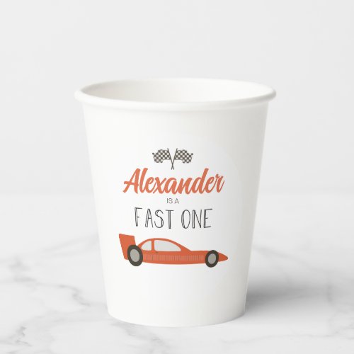 Fast One Red Race Car Birthday Paper Cups