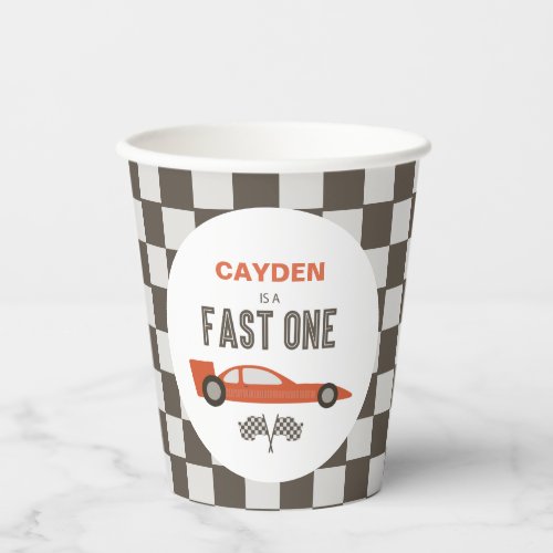 Fast One Red Race Car Birthday Paper Cups