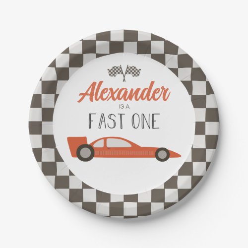 Fast One Red Race Car Birthday Paper Plates