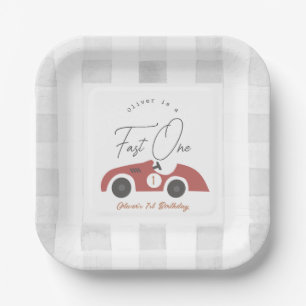 Fast One Red Race Car Boy 1st Birthday Paper Plates