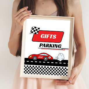 Fast one red race car boy birthday gifts parking poster