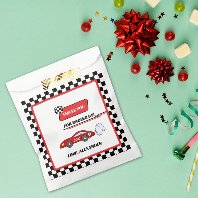 Fast one red retro race car theme boy's birthday  favor bag (Creator Uploaded)
