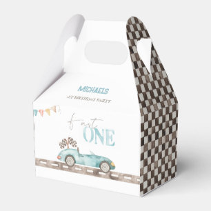 Fast ONE Retro Race Car Birthday Favor Box