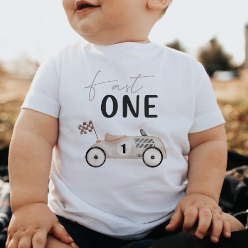 Fast One Retro Race Car Birthday T_shirt