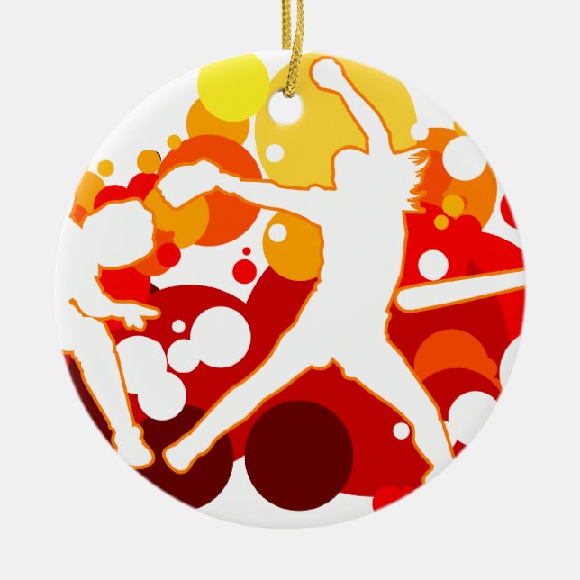 Fast Pitch Softball Players Ceramic Ornament (Front)