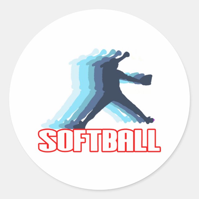 Fast Pitch Softball Silhouette Classic Round Sticker (Front)