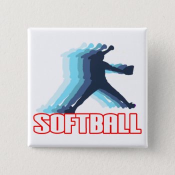 Fast Pitch Softball Silhouette Pinback Button by softballgifts at Zazzle