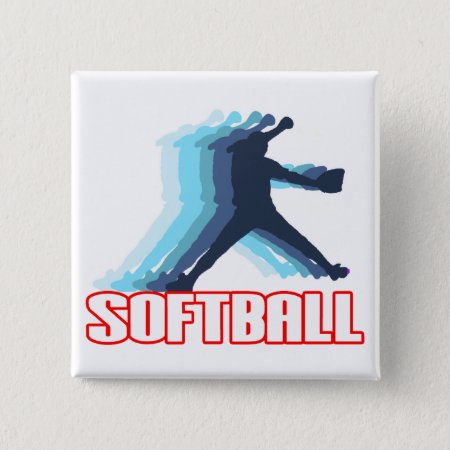 Fast Pitch Softball Silhouette Pinback Button