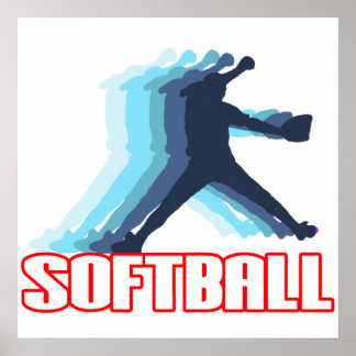 Fast Pitch Softball Silhouette Poster