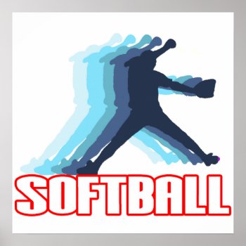 Fast Pitch Softball Silhouette Poster by softballgifts at Zazzle