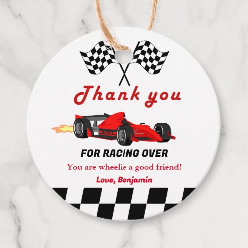  Fast  Race Car Boy Thank you Birthday Favor Tags