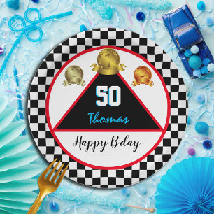 Fast Racer Birthday Plates, Racing Dad Anniversary Paper Plates