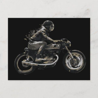 Fast Racing Cafe Racer Motorcyle Rider Postcard