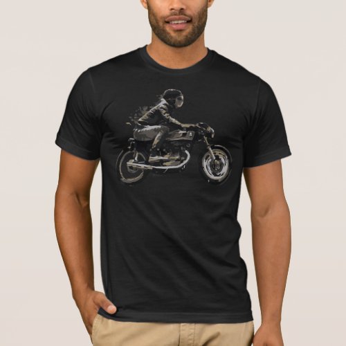 Fast Racing Cafe Racer Motorcyle Rider T_Shirt