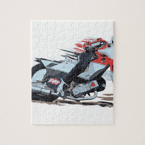 Fast Red Speedway Motorcycle Jigsaw Puzzle