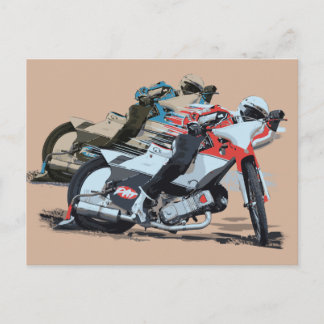 Fast Red Speedway Motorcycle Postcard