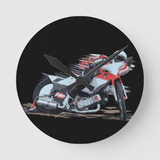Fast Red Speedway Motorcycle Round Clock